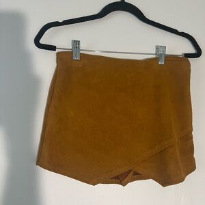 American Threads Tan Micro Skort Asymmetrical Wrap Design
